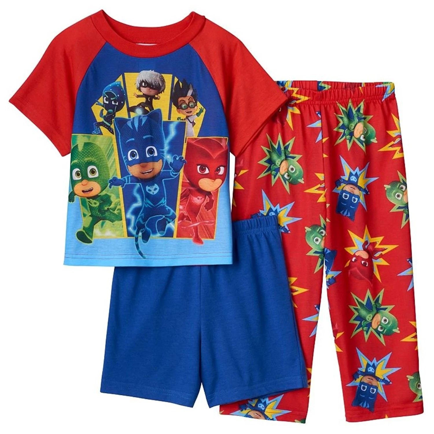 PJ Masks Toddler Boy's Size  2T  3 Pc Pajama Set    NWT   Red &  Blue