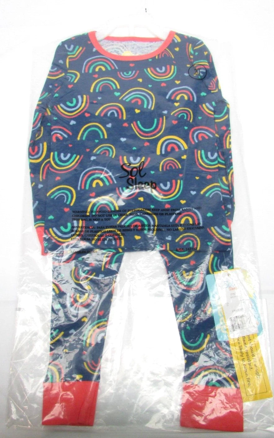 Sol Sleep 2 Piece Pajama Set Multicolor Rainbows & Hearts GP2-3118 - Choose Size