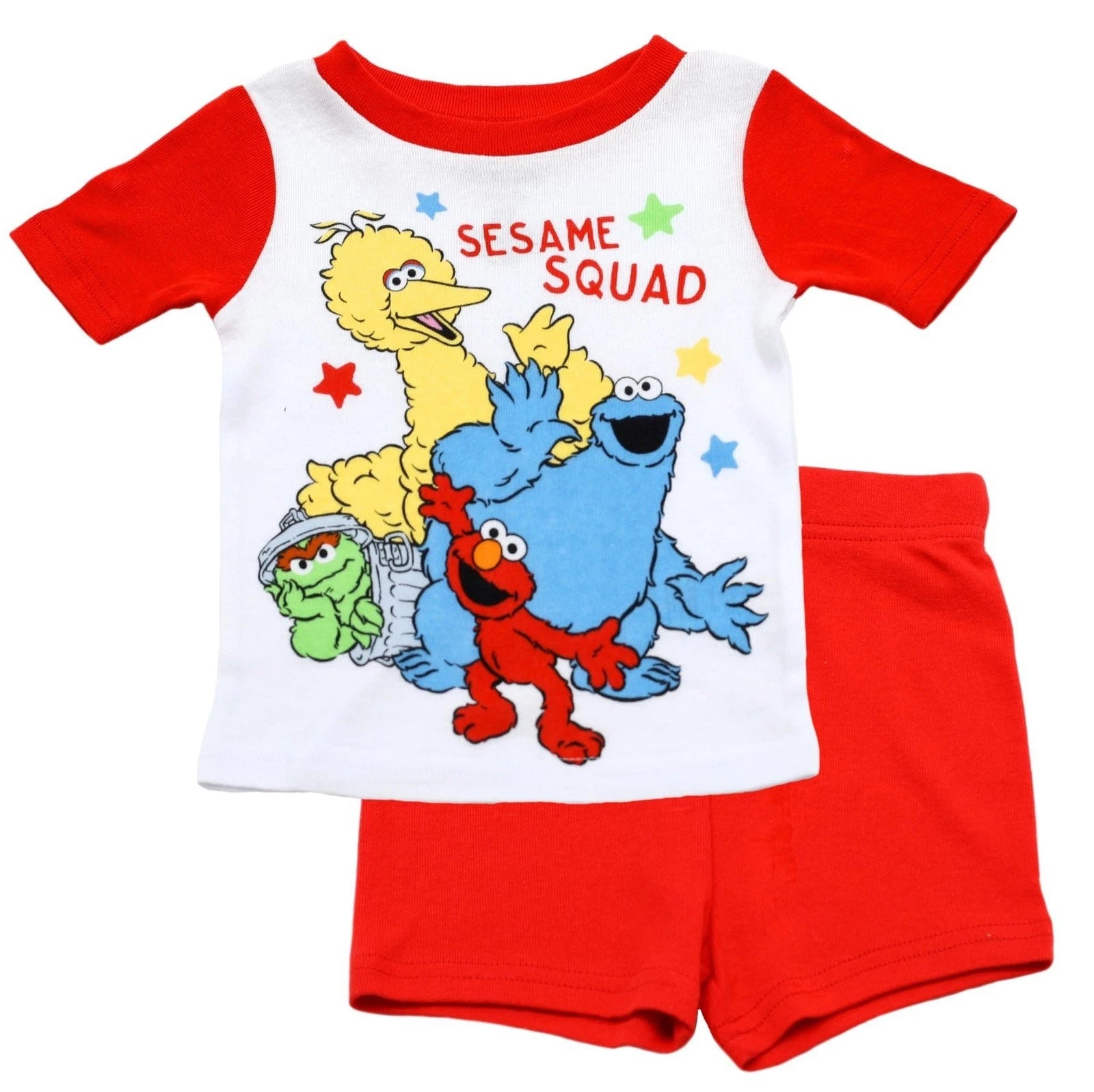 Sesame Street Elmo Pajamas for Toddlers, 4 Piece Cotton Elmo Pjs for Boys,...