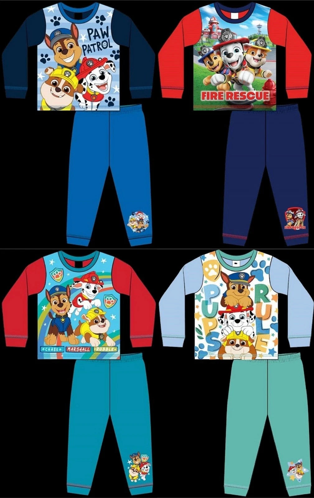 PAW PATROL Boy's Pyjamas/ RUBBLE, CHASE & MARSHALL PJs Sizes 18 months-5 years