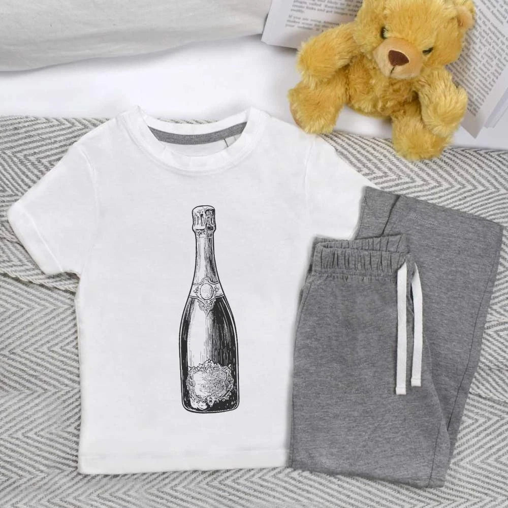 ' Sparkling Wine Bottle' Kids Nightwear / Pyjama Set (KP051675)
