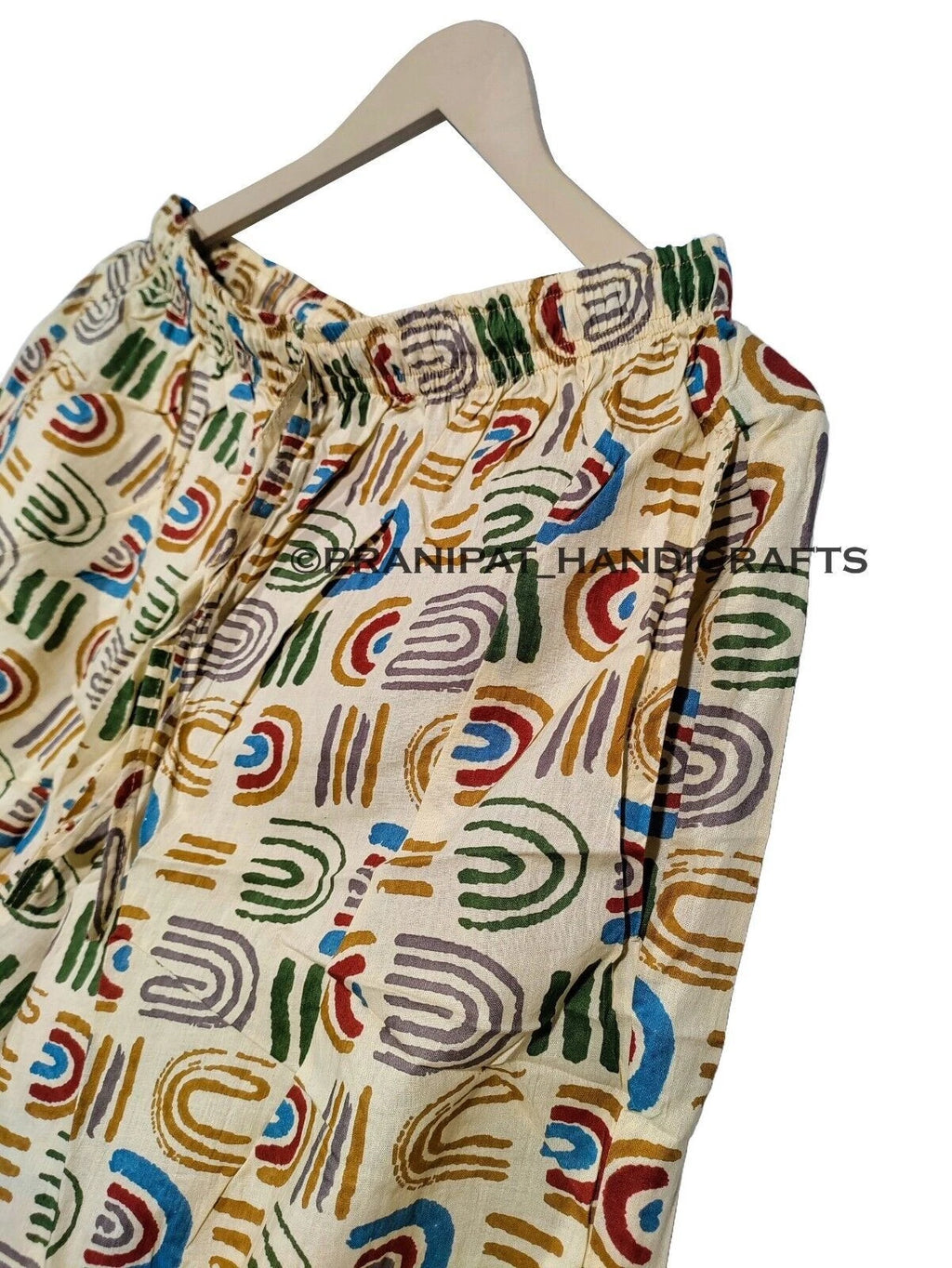 Women Abstract Summer Beige Hippie Sleepwear Cotton Ethnic Night wear Pajama set