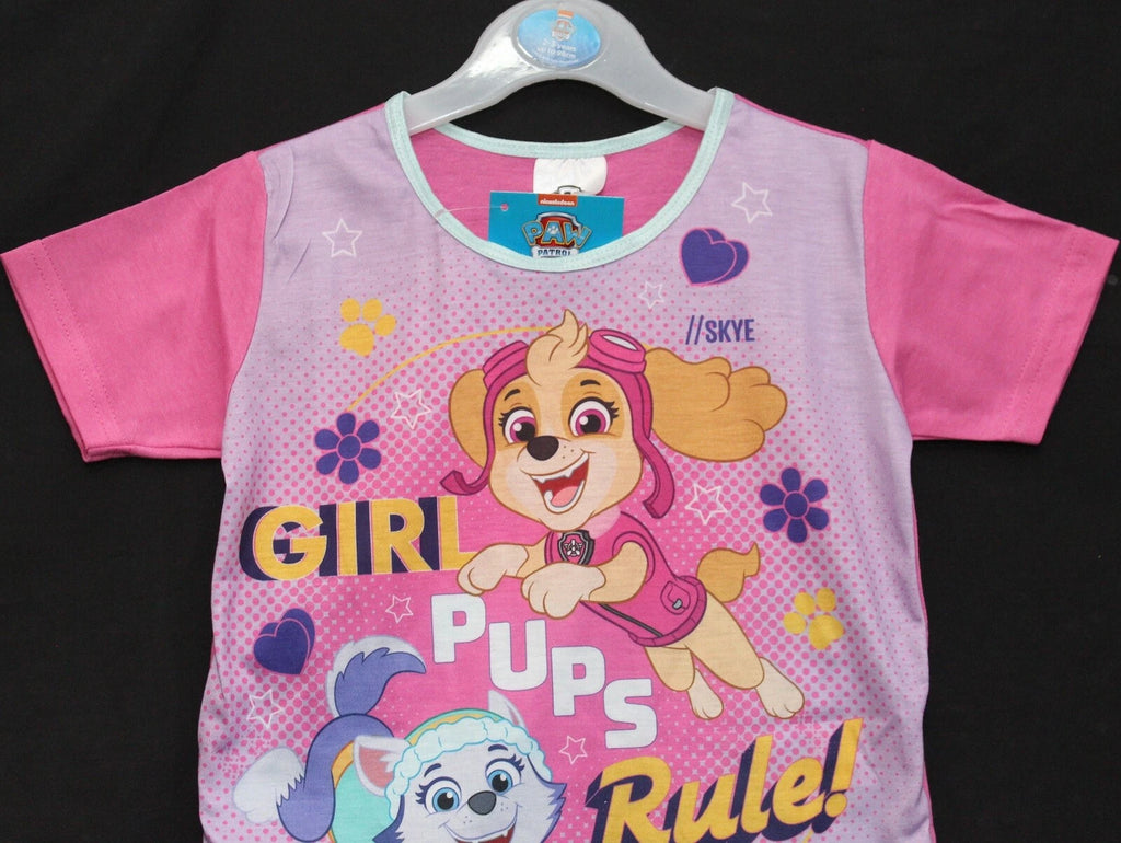 PAW PATROL Girls Pink & Mint Short Pyjamas/ Summer/ Shorty PJs Sizes 1.5-5 Years