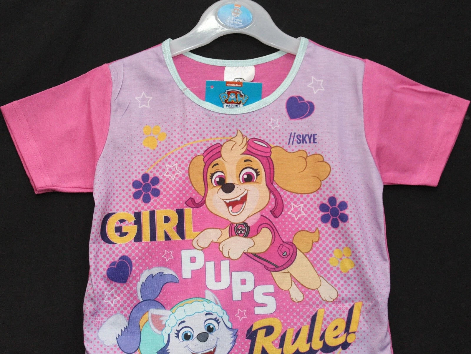 PAW PATROL Girls Pink & Mint Short Pyjamas/ Summer/ Shorty PJs Sizes 1.5-5 Years