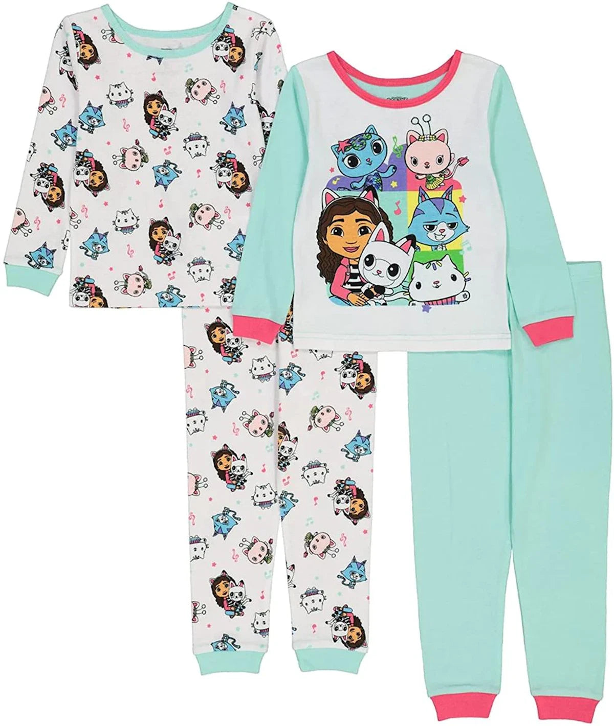 Gabby's Dollhouse ☆ Toddler Girls' 4-Piece Long Pajamas Set ☆ 2T, 3T, 4T