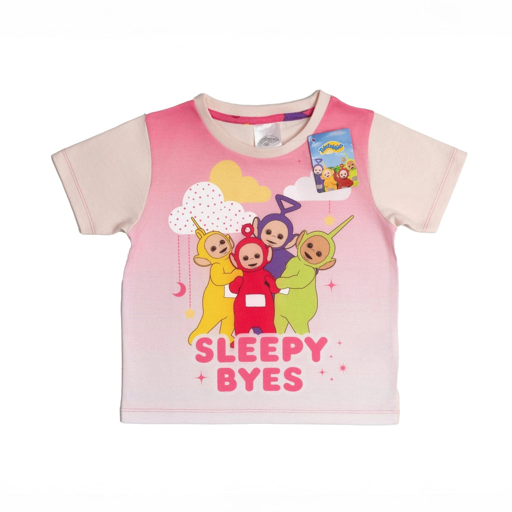 Teletubbies Girls Pyjamas Pjs Nightwear Pink Frilly Baby Toddler Kids Shorts Top
