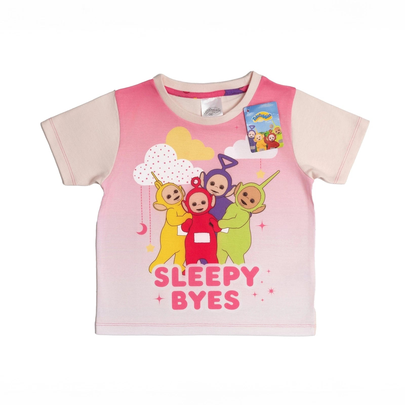 Teletubbies Girls Pyjamas Pjs Nightwear Pink Frilly Baby Toddler Kids Shorts Top
