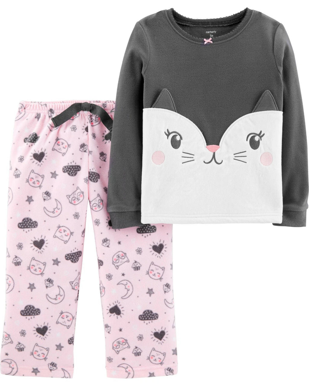 $22  NWT ☀FLEECE☀ CARTERS Sz 2T CAT Pajamas  New  Girls