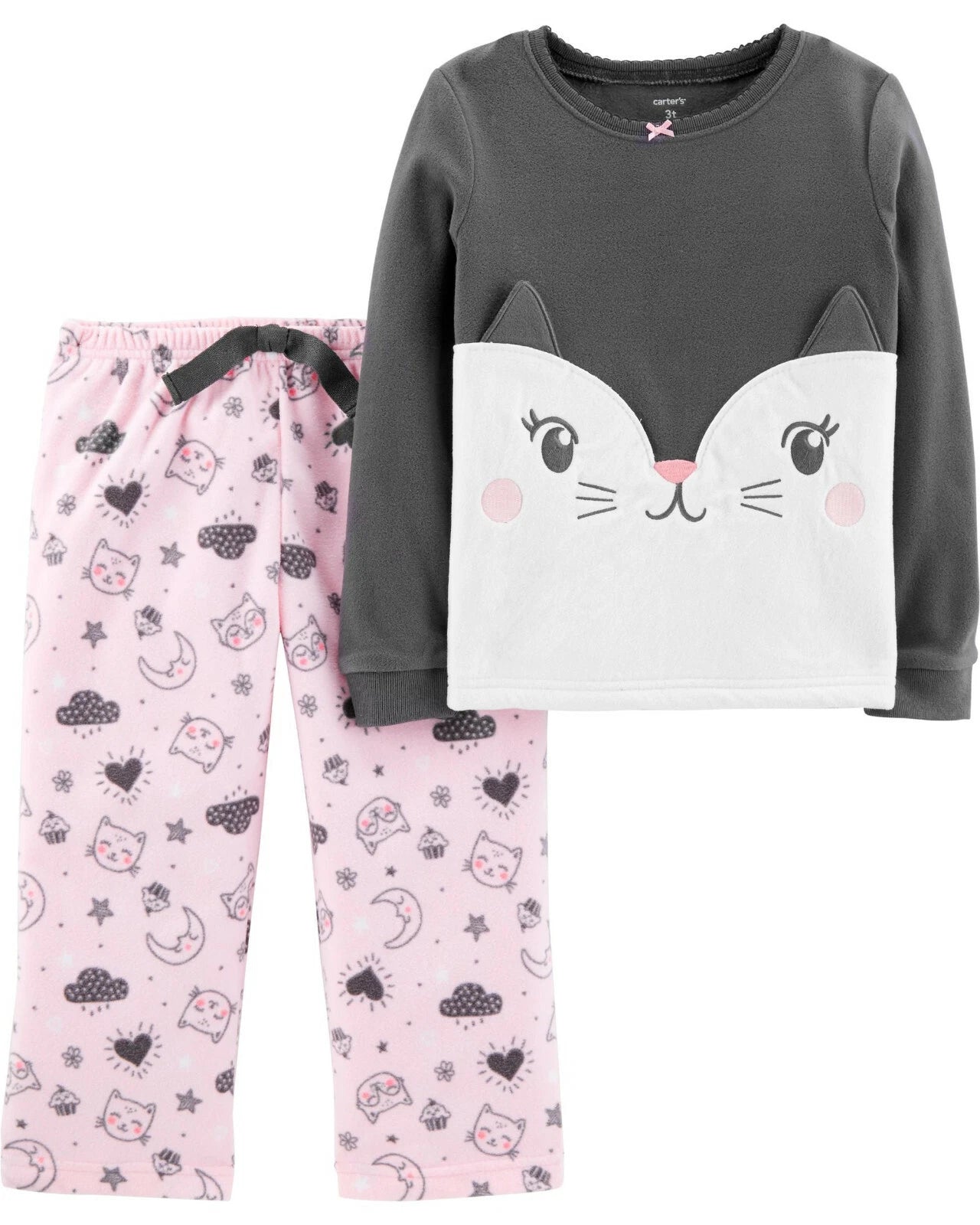 $22  NWT ☀FLEECE☀ CARTERS Sz 2T CAT Pajamas  New  Girls