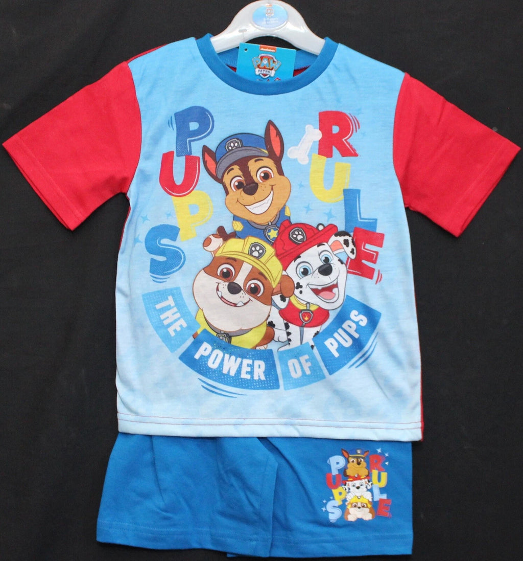 PAW PATROL Boy's Short Pyjamas/ Red & Blue Summer/ Shorty PJs Sizes 1.5-5 Yrs