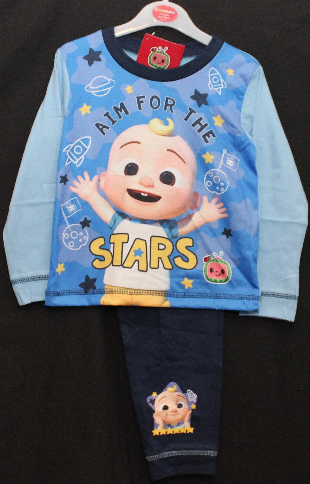 COCOMELON Boys Pyjamas/ Blue PJs in a Choice of 2 Styles Sizes 12 Months-4 Years