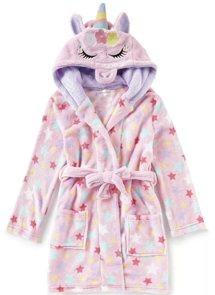 NWT Girl's UNICORN Pajamas PJ Robe 3 piece Set Dreamlife Pink Blue 2T 3T 4 Star