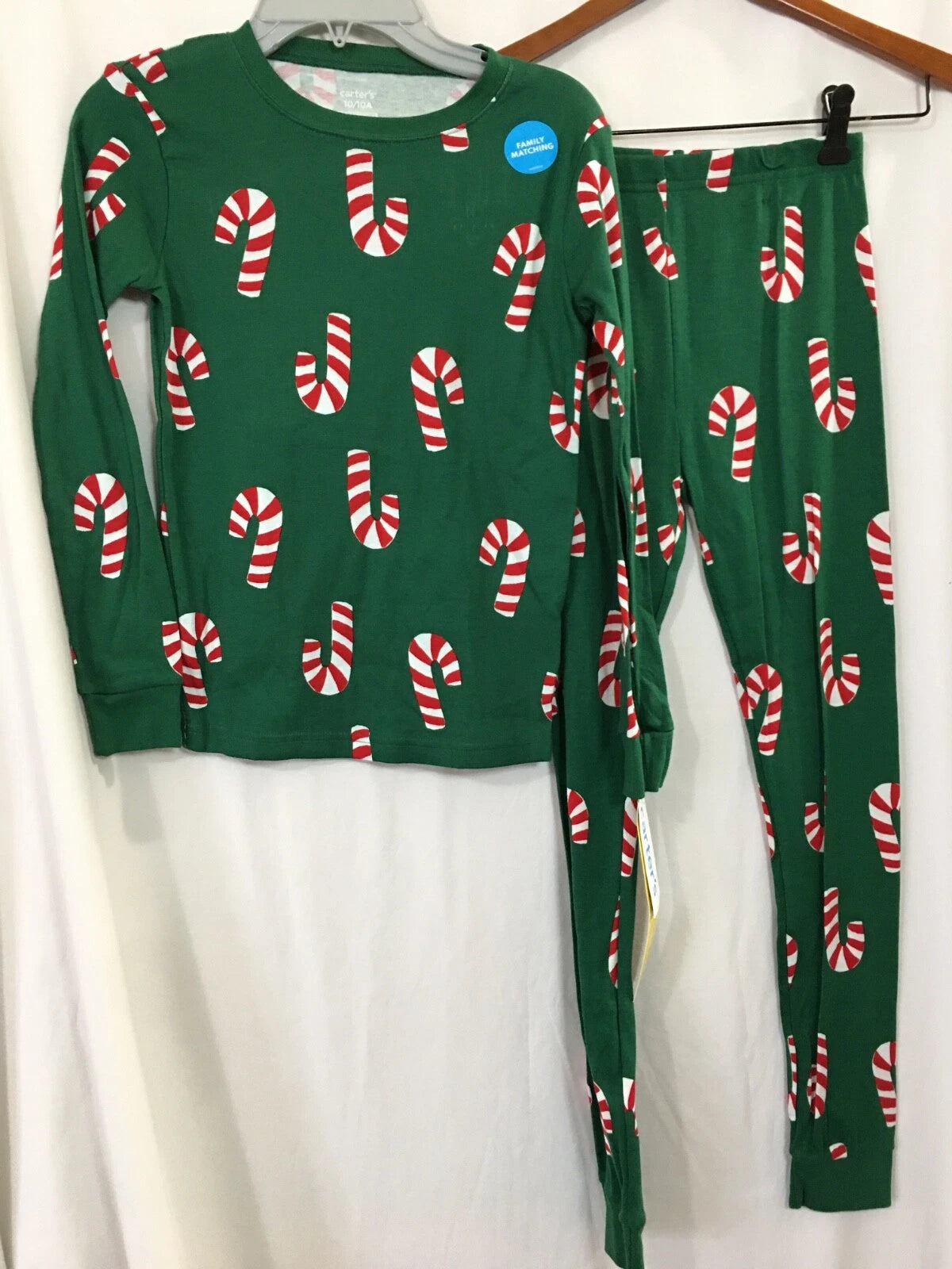 NWT Carter's  Green Candy Cane Pajamas Set Toddler Cotton Christmas many sizes