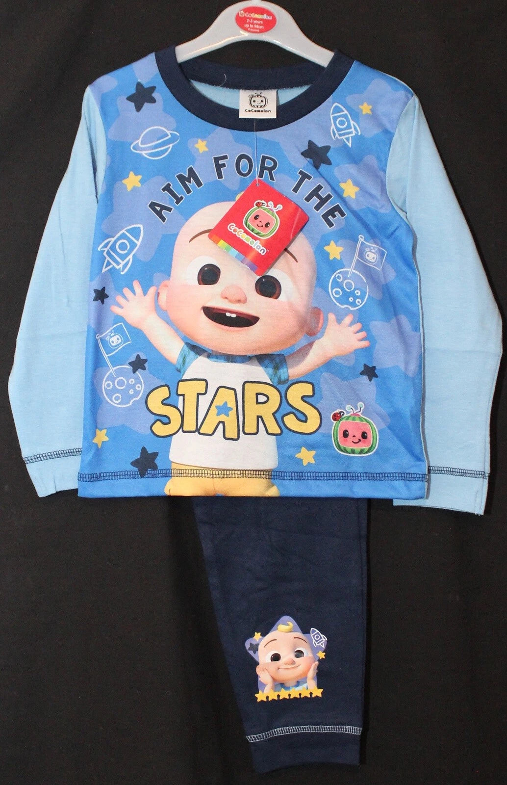 COCOMELON Boys Pyjamas/ Blue PJs in a Choice of 2 Styles Sizes 12 Months-4 Years