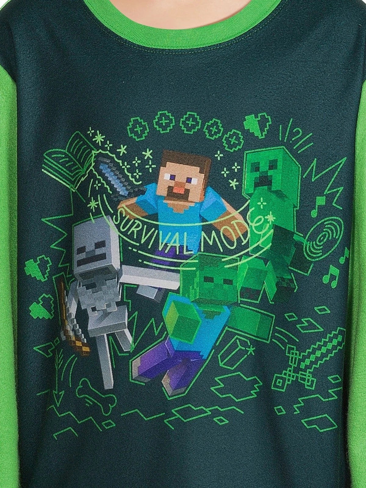 NEW MINECRAFT BOYS SIZE 14/16 PAJAMAS FLANNEL 2-PIECE SET SURVIVAL MODE NWT