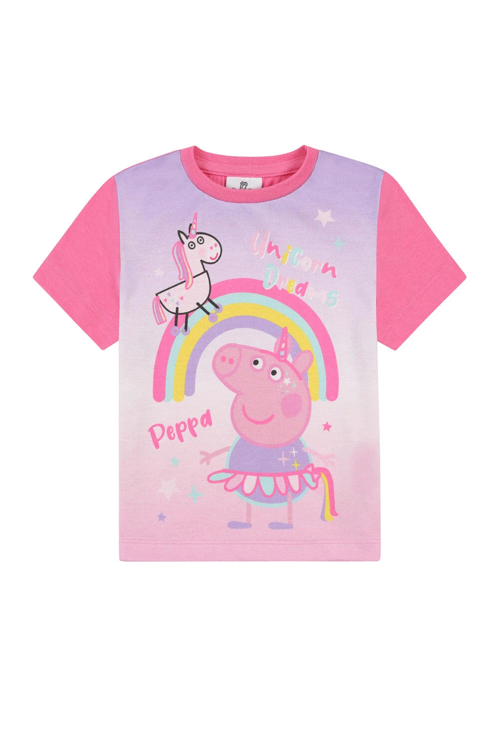 Girls Peppa Pig Unicorn Dreams  Rainbow Short Pyjamas - Ages 1 - 5 Years Kids PJ