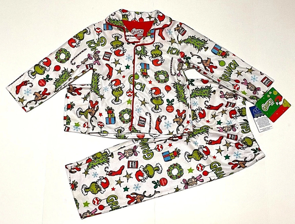 Dr. Seuss The Grinch Who Stole Christmas Tree Pajamas Coat 2 Piece New Tod Boy