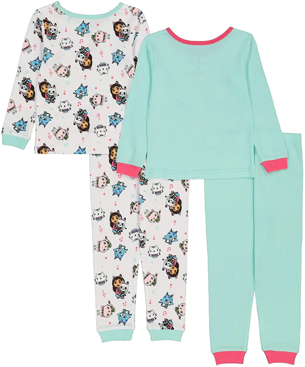 Gabby's Dollhouse ☆ Toddler Girls' 4-Piece Long Pajamas Set ☆ 2T, 3T, 4T