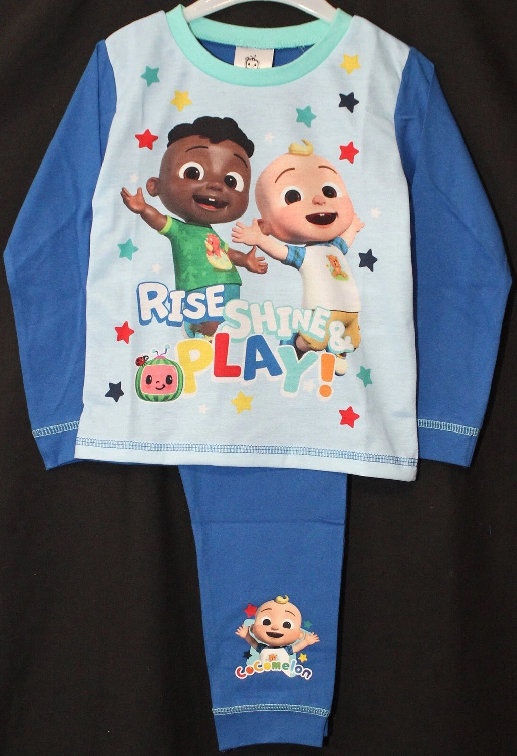 COCOMELON Boys Pyjamas/ Blue PJs in a Choice of 2 Styles Sizes 12 Months-4 Years