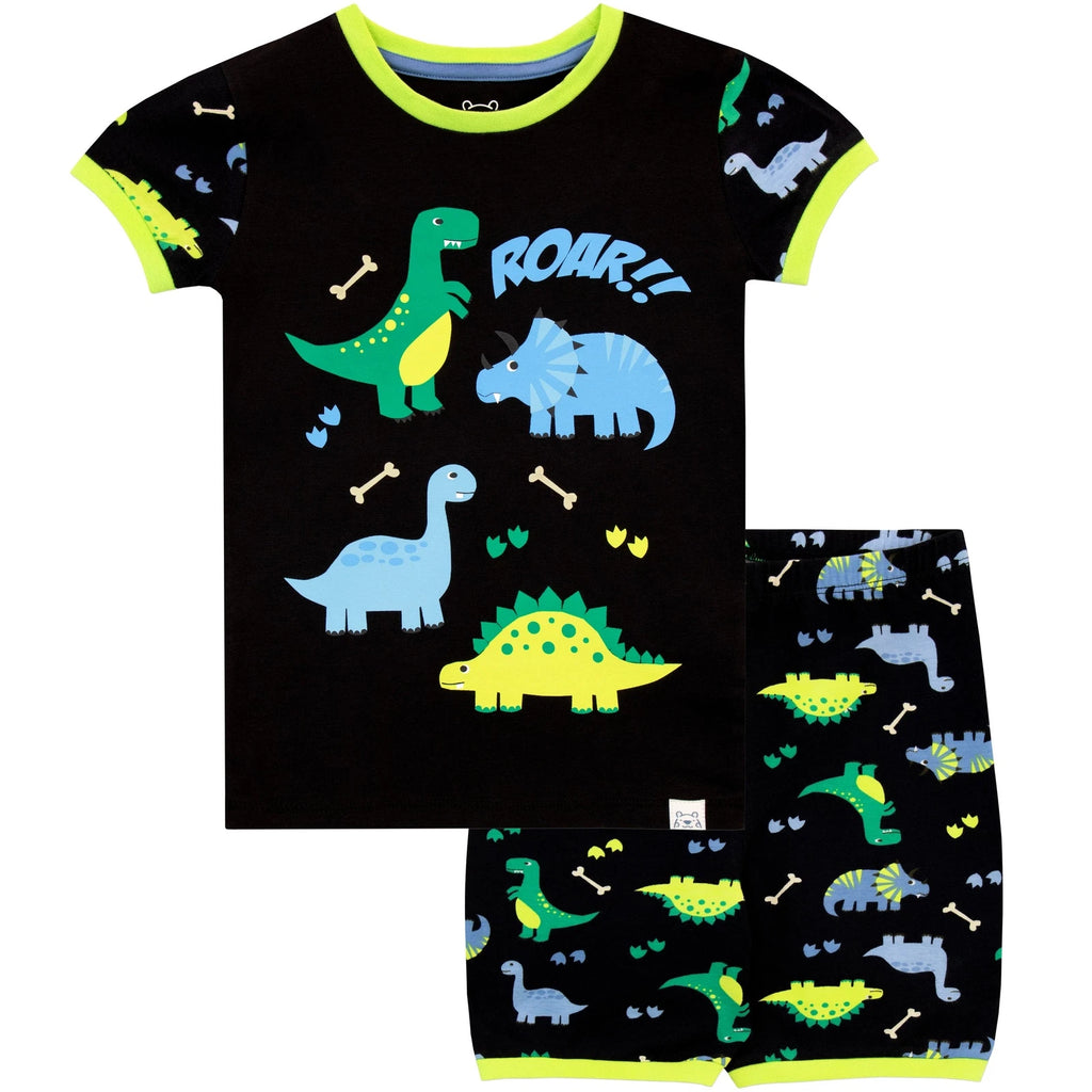 Dinosaur Short Pyjamas Kids Baby Boys 18 14 Months 2 3 4 5 6 7 8 Years PJs Black