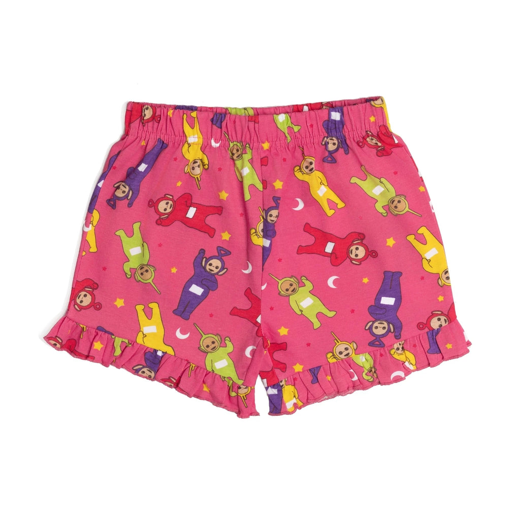 Teletubbies Girls Pyjamas Pjs Nightwear Pink Frilly Baby Toddler Kids Shorts Top