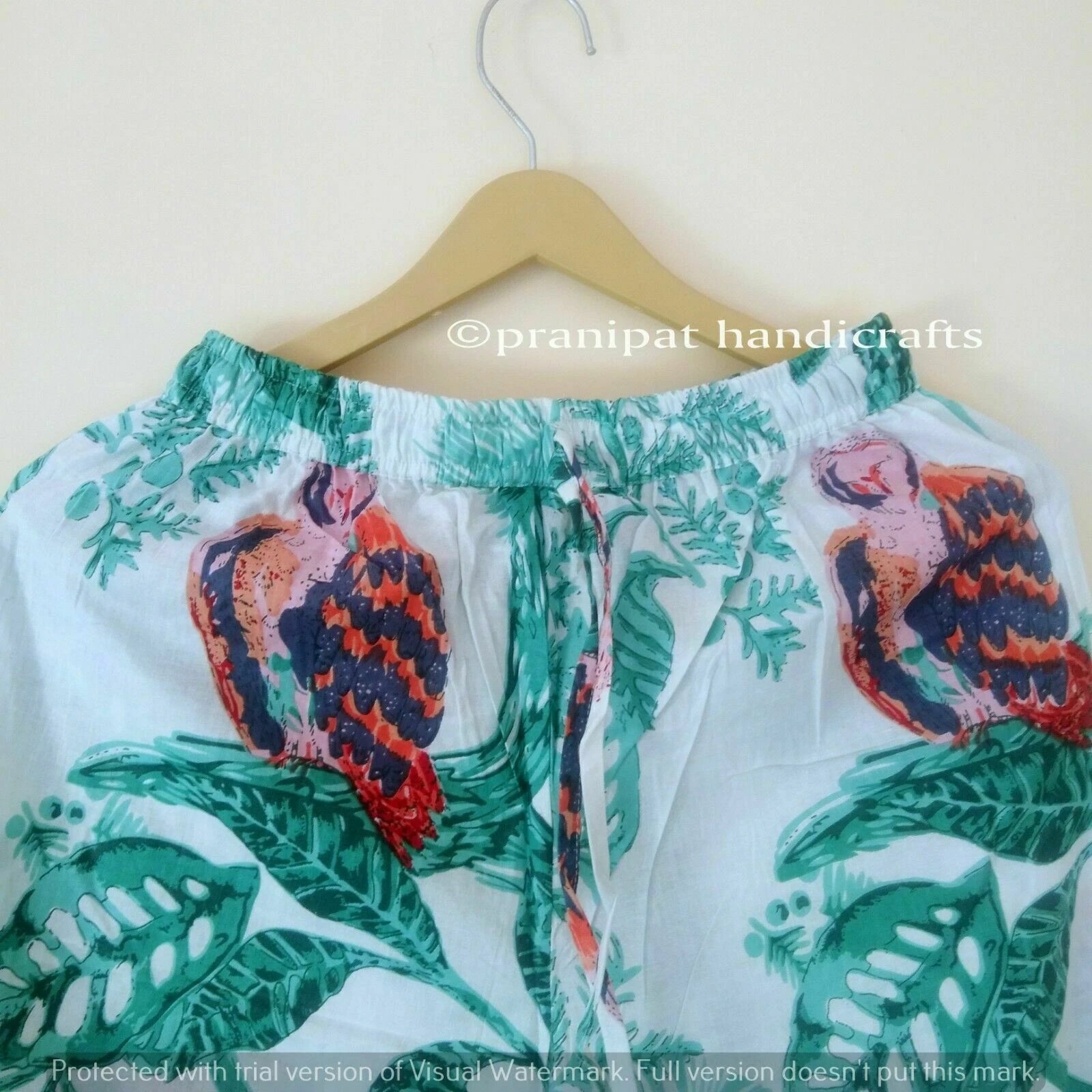 Indian Owl Print throw Cotton Turquoise Hippie Women Gypsy Sleepwear Pajama set
