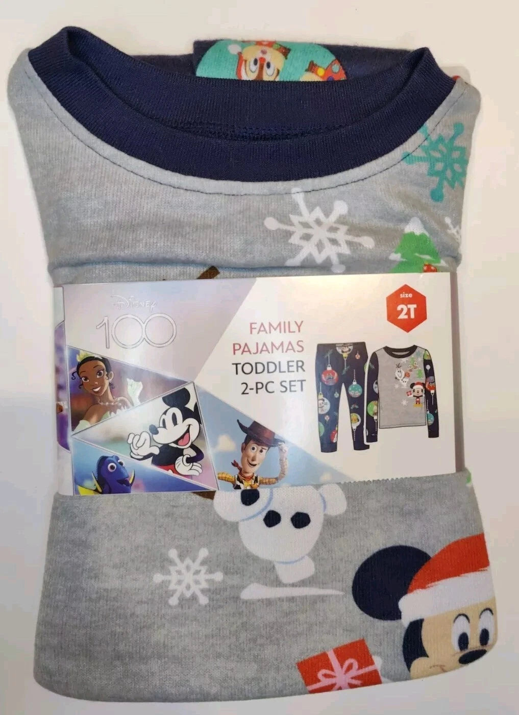 Disney 100 Toddler Boy Family Christmas 2 Piece Knit Pajama Set 2T 3T 5T