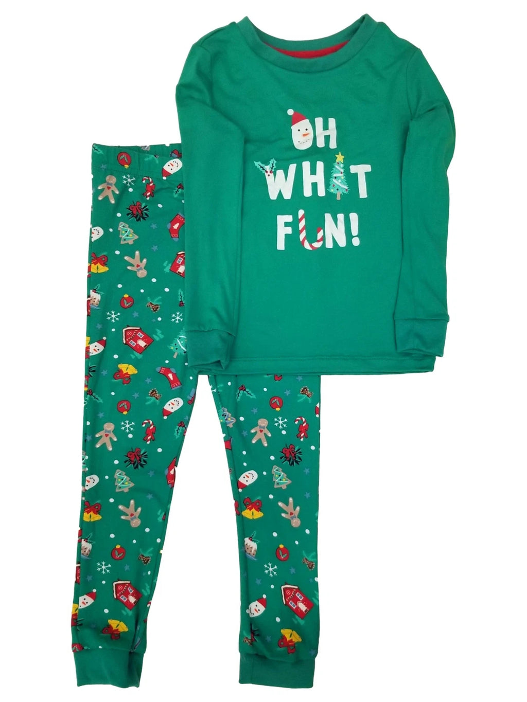 Toddler Boys Green Oh What Fun Christmas Holiday Snowman Pajamas Sleep Set
