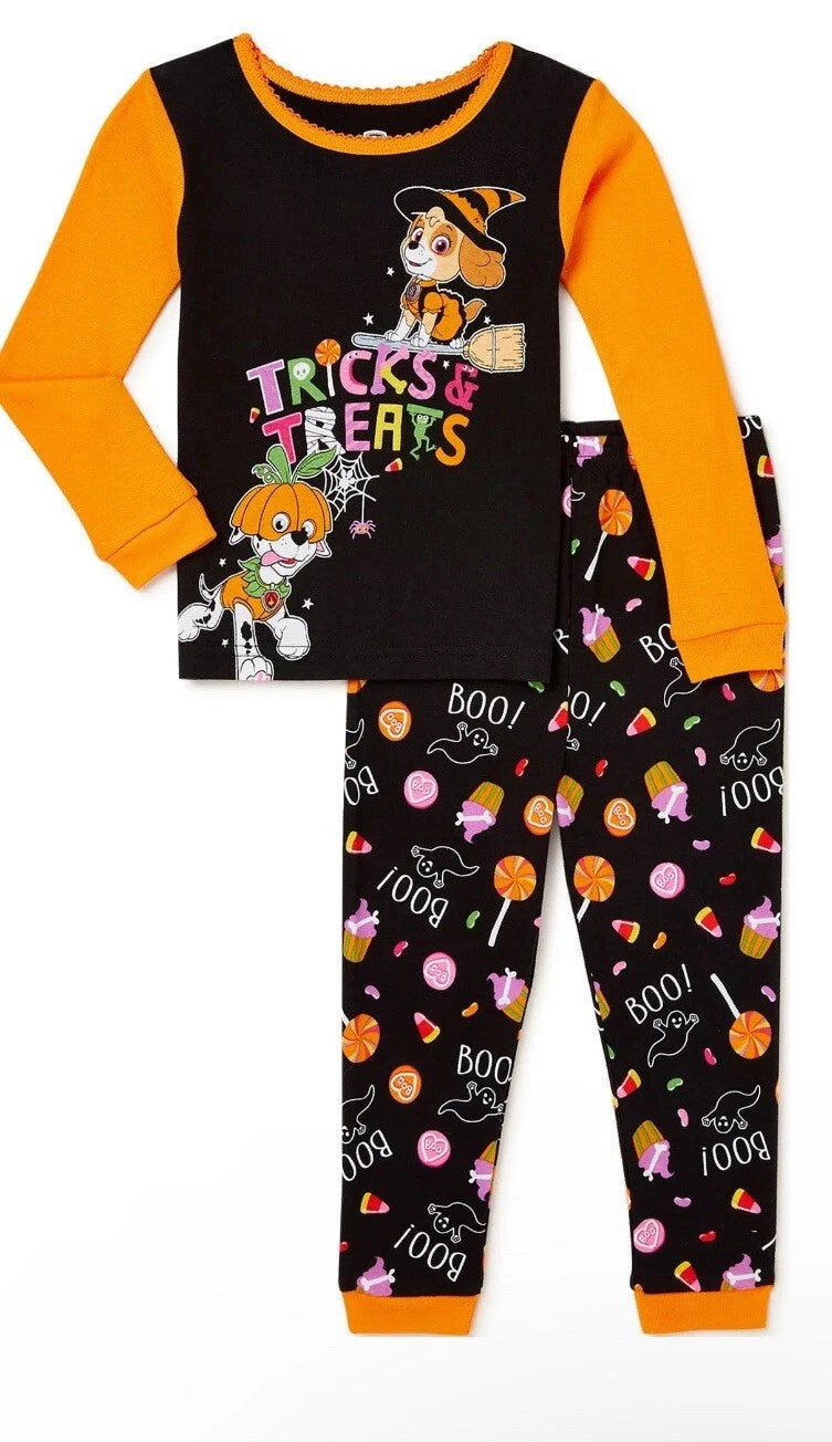 Girl’s Paw Patrol Halloween Glow-in-Dark Graphic Pajama Set, 12M,18M,2T,3T & 4T