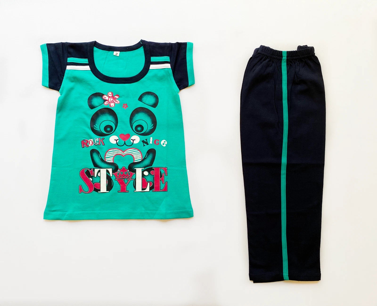 Kids Girls 2Pcs Pajama Set Short Sleeves Cotton Sleepwear For Girls 2T -4T