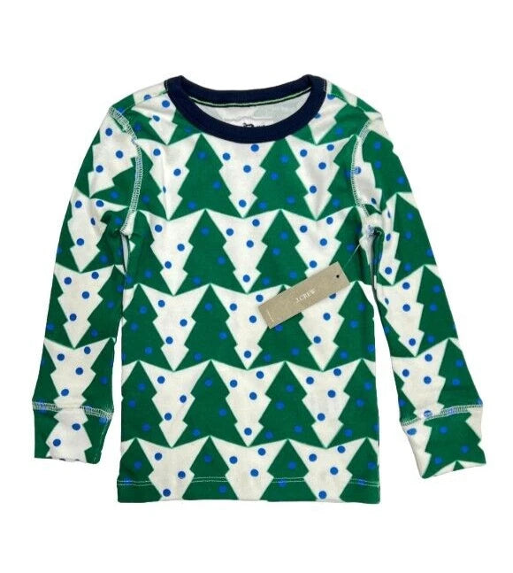 J.Crew Kids Festive Printed Pyjama Set in ChristmasTree/Green (Imperfect)