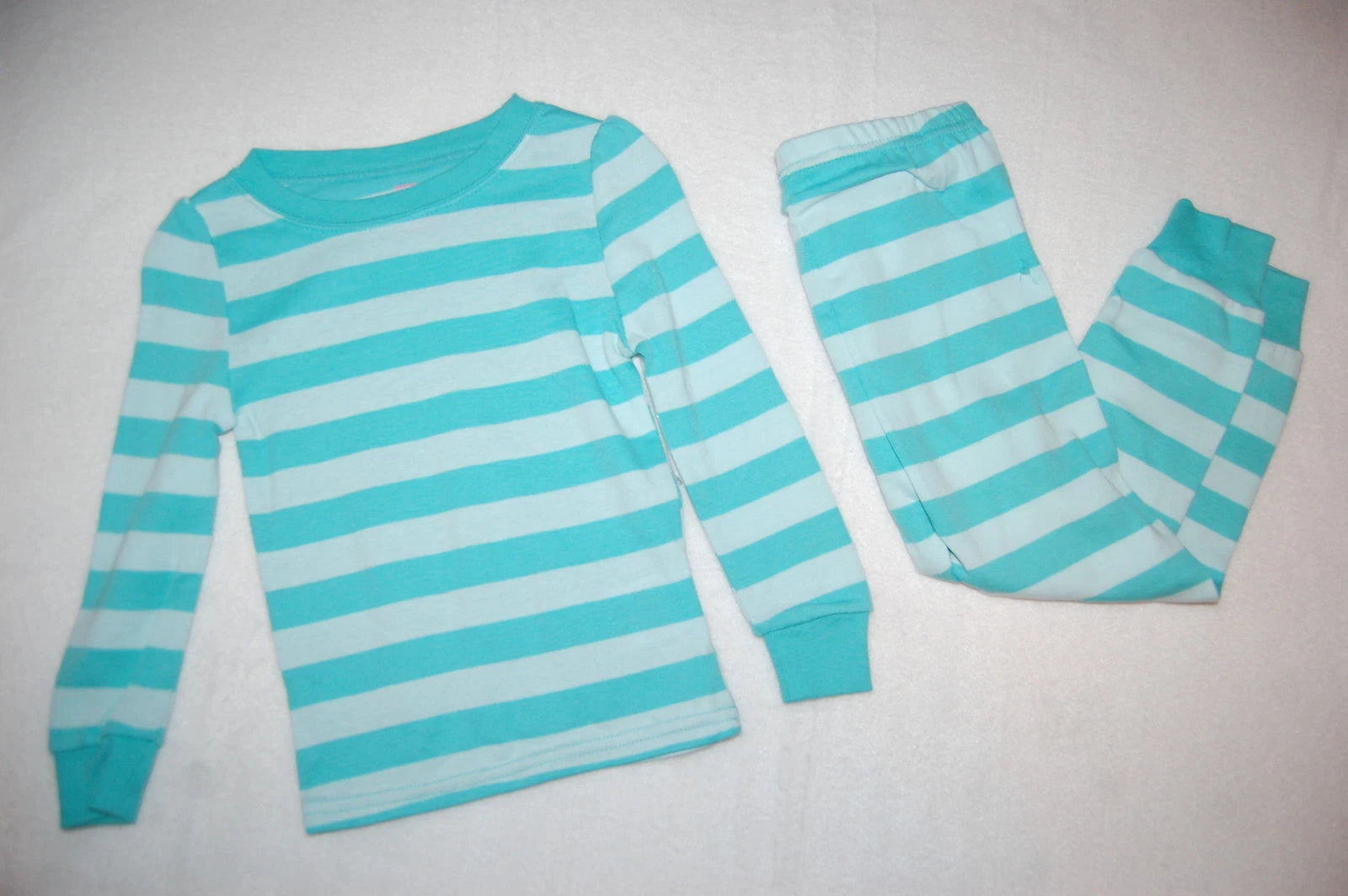 Toddler Girls L/S Pajamas Set TURQUOISE STRIPE Knit 2T 3T 4T 5T