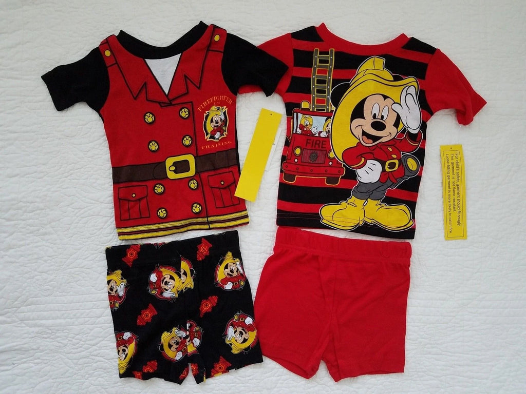 NEW DISNEY MICKEY MOUSE FIREMAN 4 PIECE PJ PAJAMA SETS SZ 2T 3T