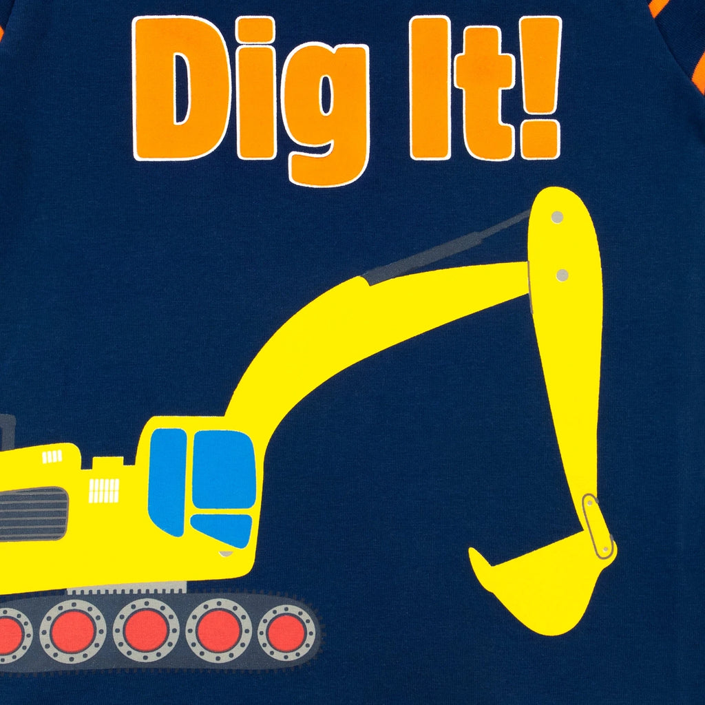 Yellow Digger Pyjamas Kids Boys 18 24 Months 2 3 4 5 6 Years PJs Stripes Blue