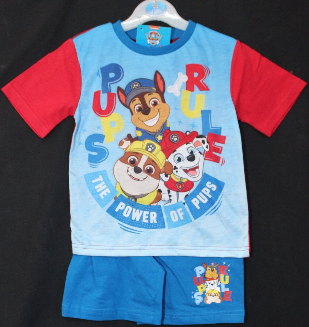 PAW PATROL Boy's Short Pyjamas/ Red & Blue Summer/ Shorty PJs Sizes 1.5-5 Yrs