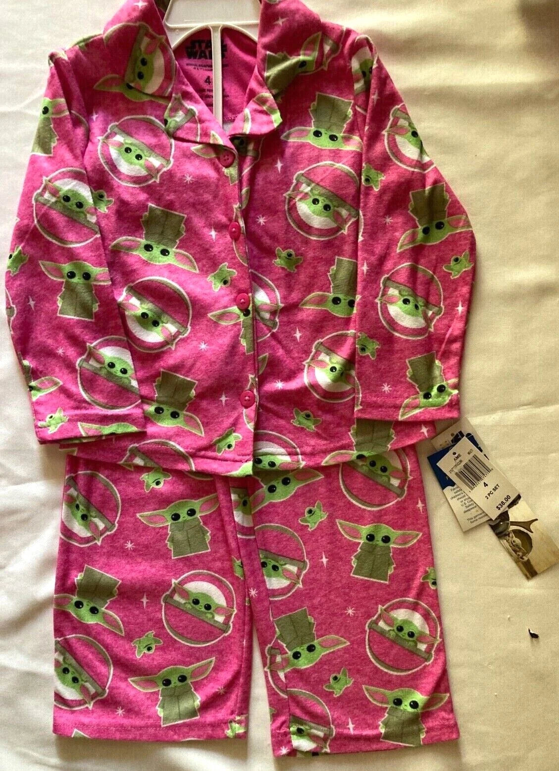 Disney Star Wars Baby Yoda Mandalorian Girls Pajamas Sleepwear Set Size 2T & 4