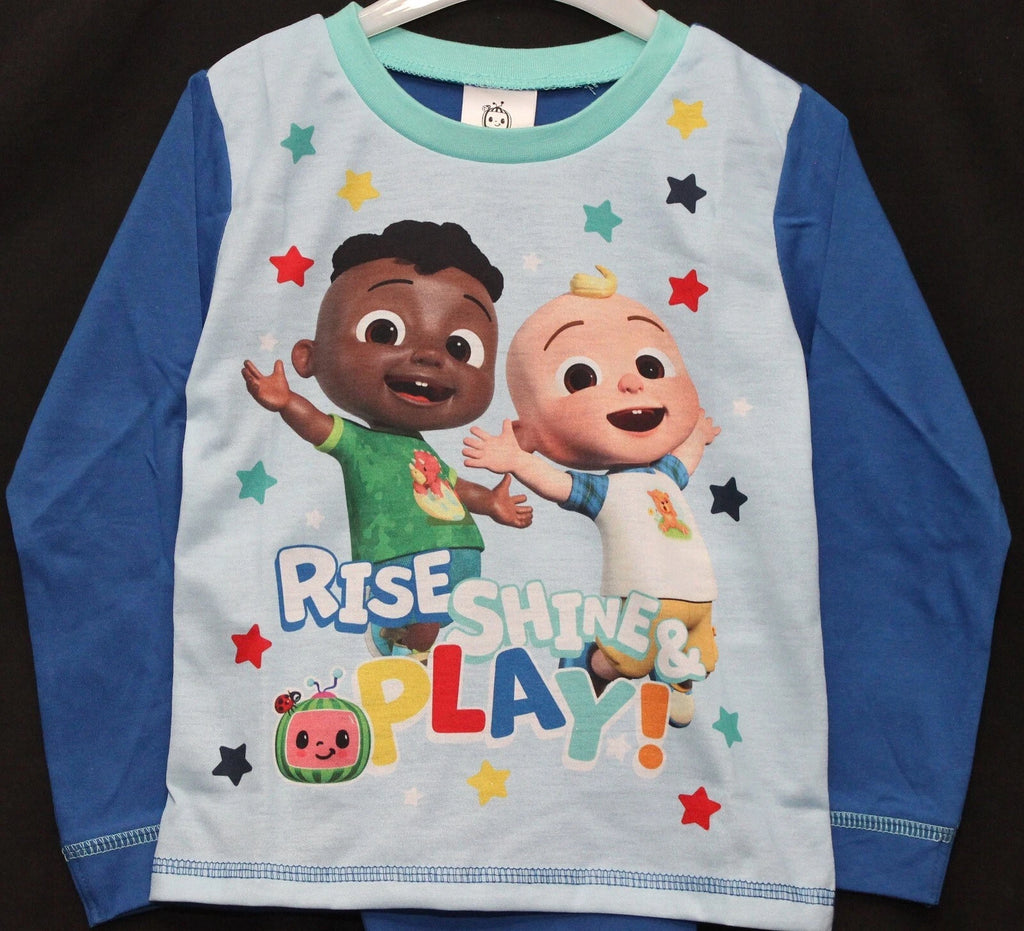 COCOMELON Boys Pyjamas/ Blue PJs in a Choice of 2 Styles Sizes 12 Months-4 Years