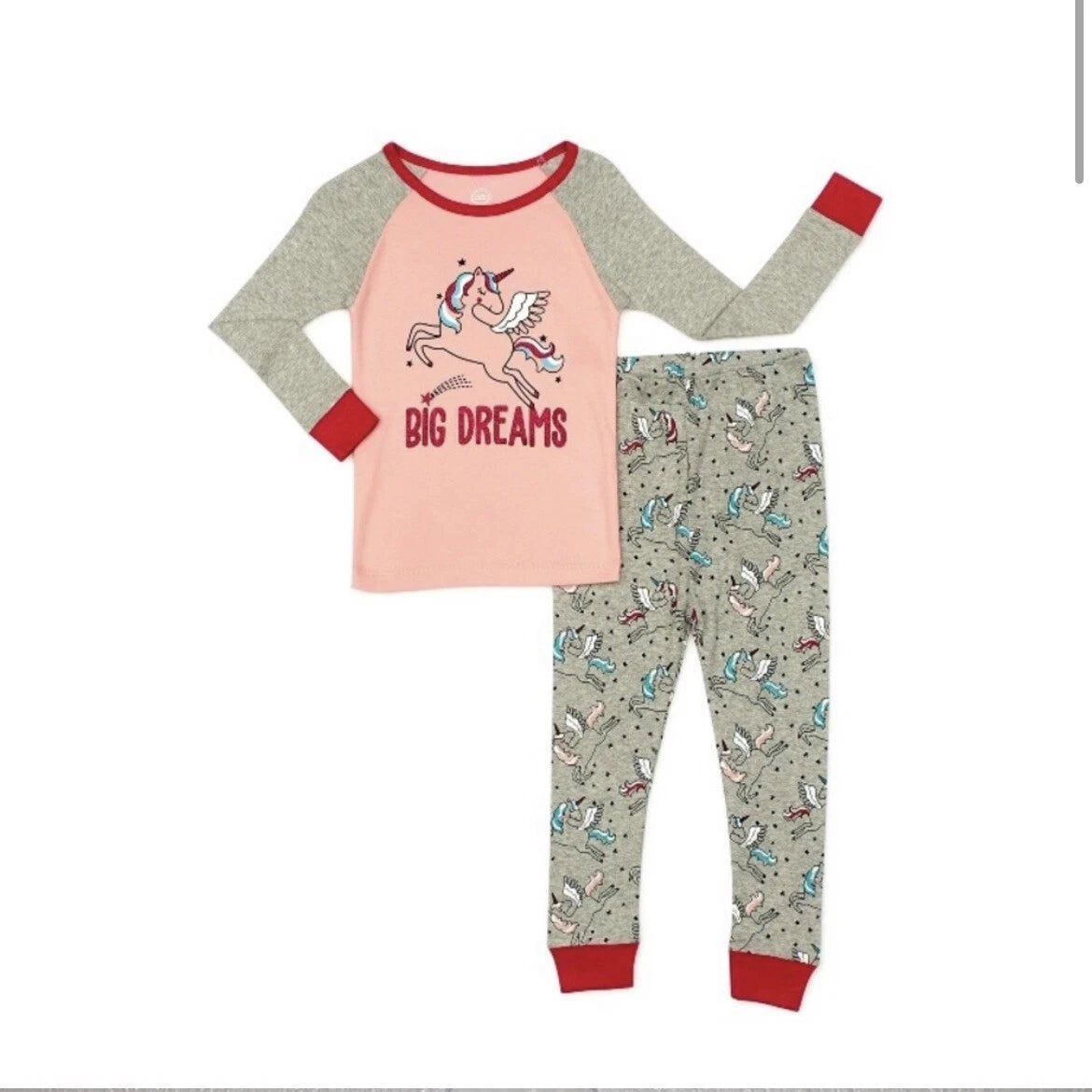 Wonder Nation Toddler Girls' Unicorn Cotton Sleep Set, 2 Piece Size 18mo and 3T