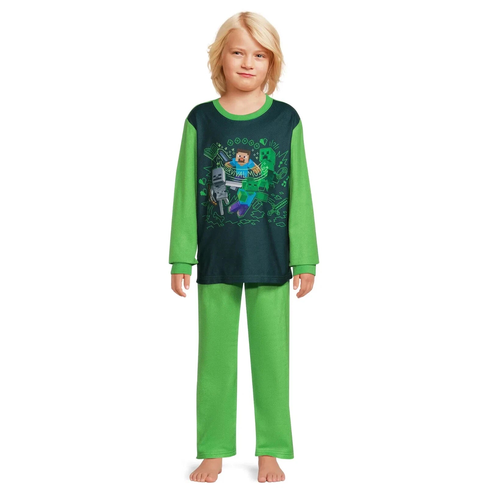 NEW MINECRAFT BOYS SIZE 14/16 PAJAMAS FLANNEL 2-PIECE SET SURVIVAL MODE NWT