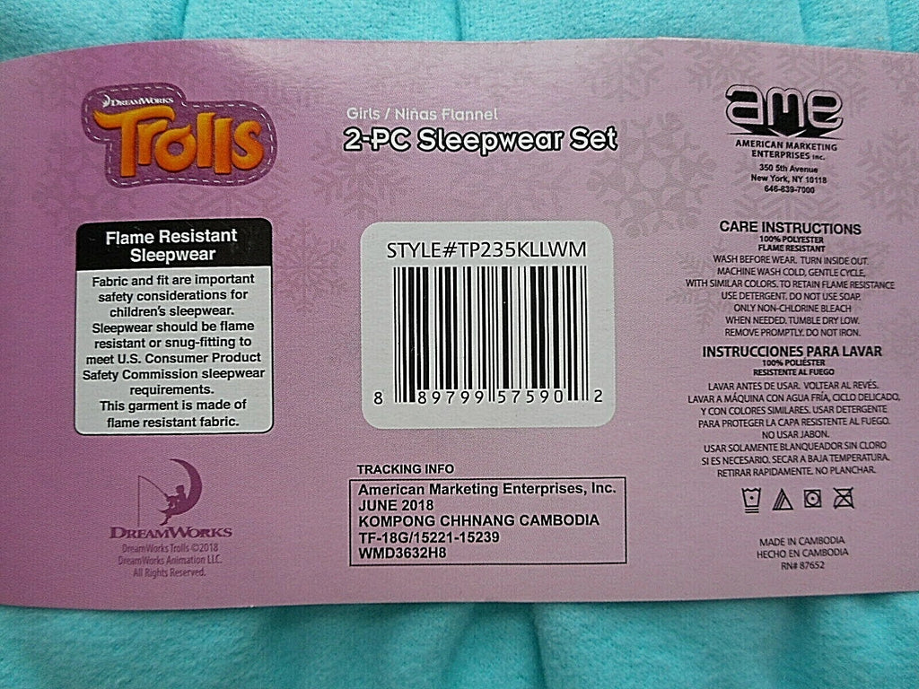 Trolls Toddler Girls Long Sleeve Top & Long Pants 2-Piece Pajama Set