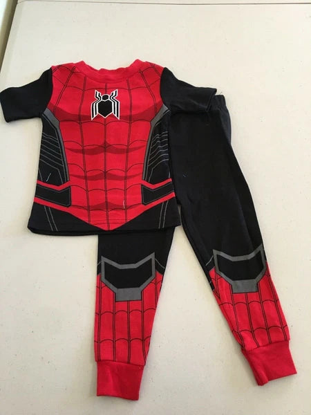New Marvel SpiderMan Soft Cotton Pajama Set Short Sleeve 2T Boy Black Red