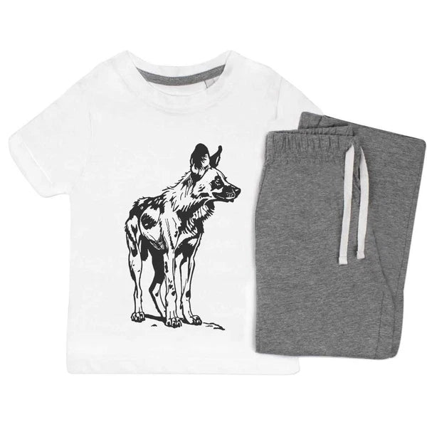 'African Wild Dog' Kids Nightwear / Pyjama Set (KP045985)