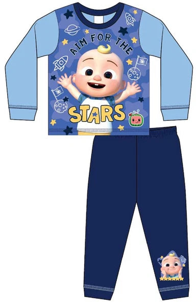 COCOMELON Boys Pyjamas/ Blue PJs in a Choice of 2 Styles Sizes 12 Months-4 Years