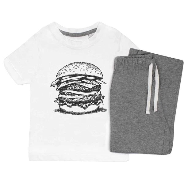 'Stacked Burger' Kids Nightwear / Pyjama Set (KP048534)