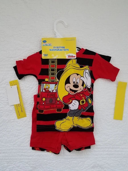 NEW DISNEY MICKEY MOUSE FIREMAN 4 PIECE PJ PAJAMA SETS SZ 2T 3T