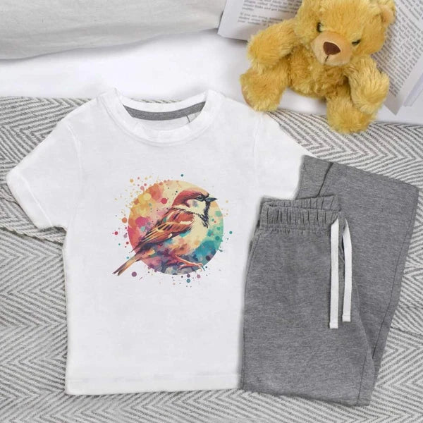 'House Sparrow' Kids Nightwear / Pyjama Set (KP047461)