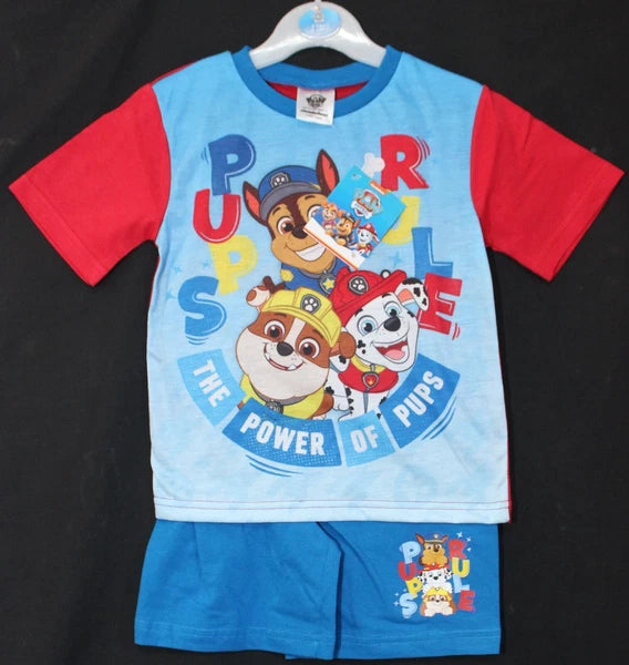 PAW PATROL Boy's Short Pyjamas/ Red & Blue Summer/ Shorty PJs Sizes 1.5-5 Yrs