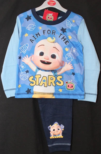 COCOMELON Boys Pyjamas/ Blue PJs in a Choice of 2 Styles Sizes 12 Months-4 Years