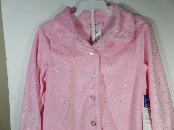 New Girl's 2 Pc Pink Soft Mink Pajamas w/ Silver Foil Dots, Sz 2T, 3T