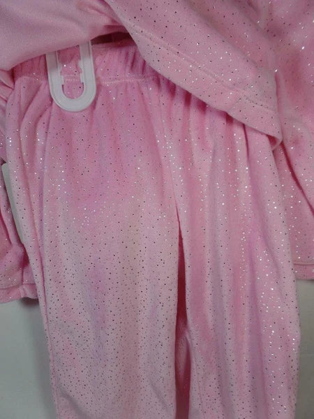 New Girl's 2 Pc Pink Soft Mink Pajamas w/ Silver Foil Dots, Sz 2T, 3T